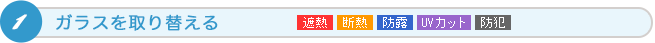 ガラスを取り替える 遮熱、断熱、防露、UVカット、防犯